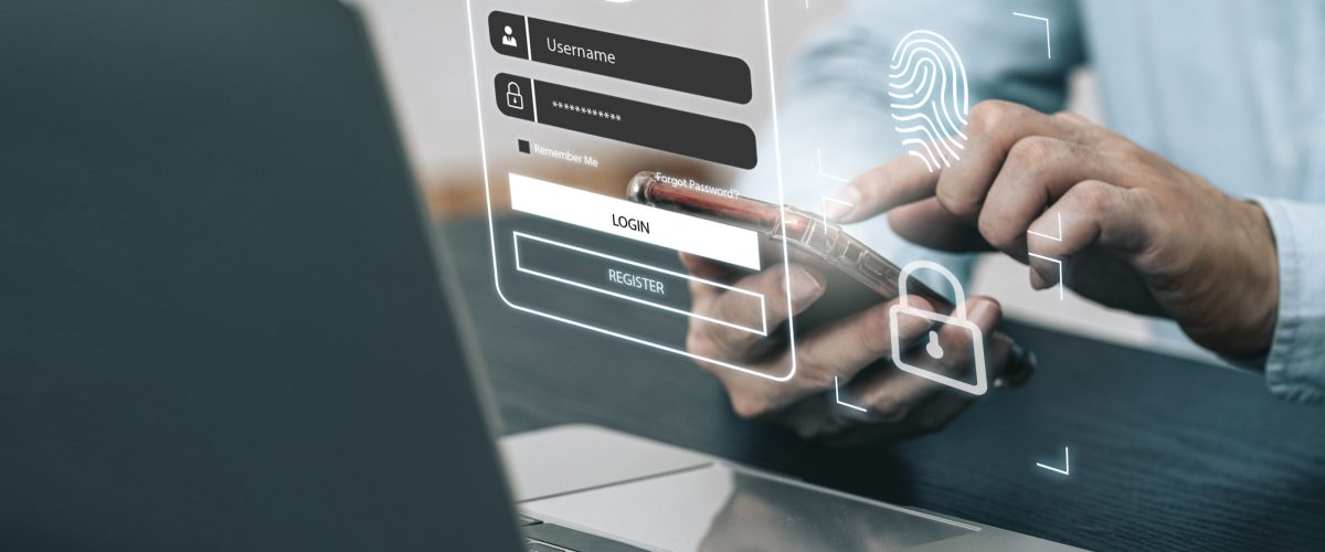 Login and password of cyber security and networking concept. User typing password secure access to personal information. Cybersecurity and encryption secure Internet access on virtual digital display