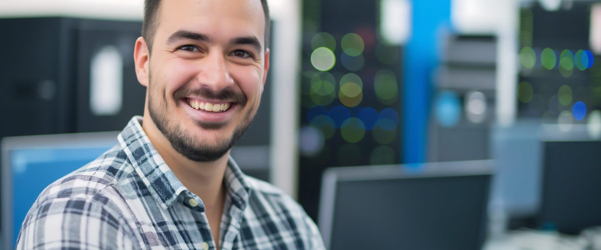 man-smiling-front-computer-monitor man-smiling-front-computer-monitor