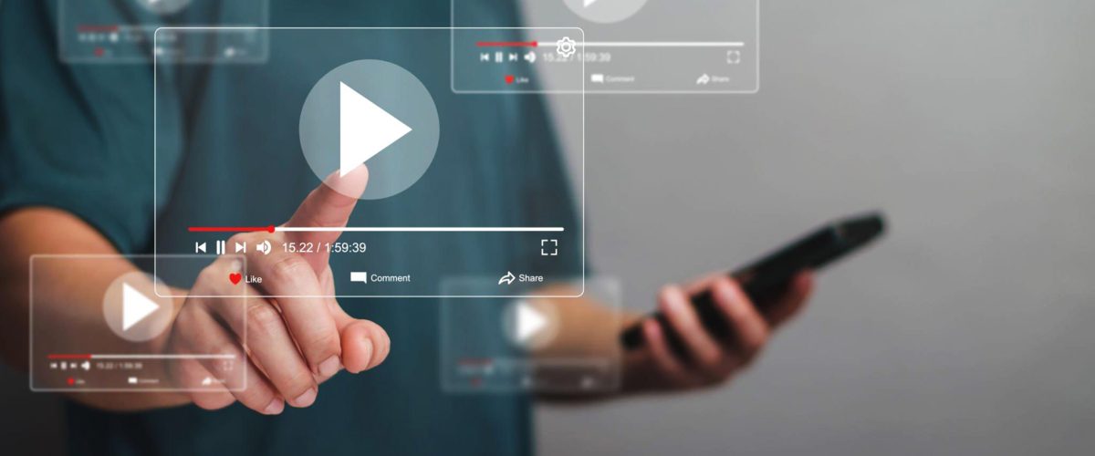 Online movie streaming with smartphone. People watching movie on Online movie streaming with smartphone. People watching movie on mobile phone with an imaginary video player service. Playing online video, online streaming. Searching videos on online platforms.