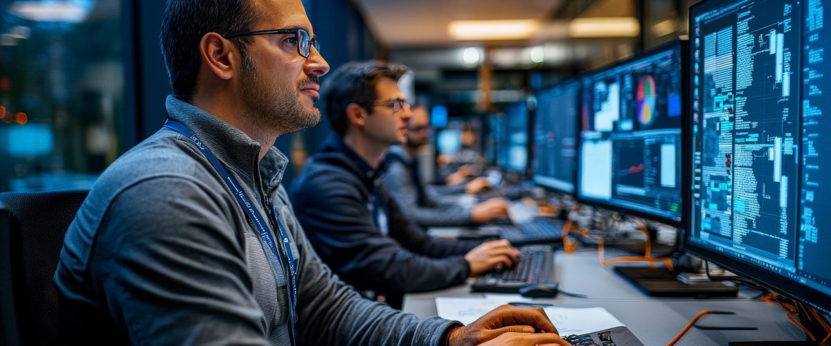 An operations research analyst troubleshooting process inefficiencies, collaborating with colleagues in a modern office An operations research analyst troubleshooting process inefficiencies, collaborating with colleagues in a modern office