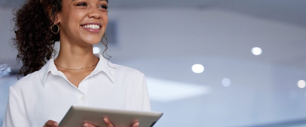 smile-woman-office-with-tablet-mockup-thinking-planning-online-schedule-business-search-happy-businesswoman-workplace-digital-app-mock-up-space-with-startup-website-info (1) Smile, woman in office with tablet and mockup, thinking and planning online schedule, business and search. Happy businesswoman in workplace, digital app and mock up space with startup website info