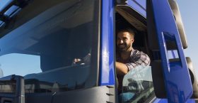 Truck driver occupation and service.